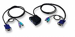2-Port Mini KVM Switch with Integrated Cables